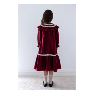 petite Amalie - Lace Ruffle Collar Dress | Cherry Red