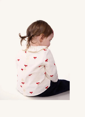 Petit Bateau - Organic Cotton Velour Knotted Blouse | Ecru