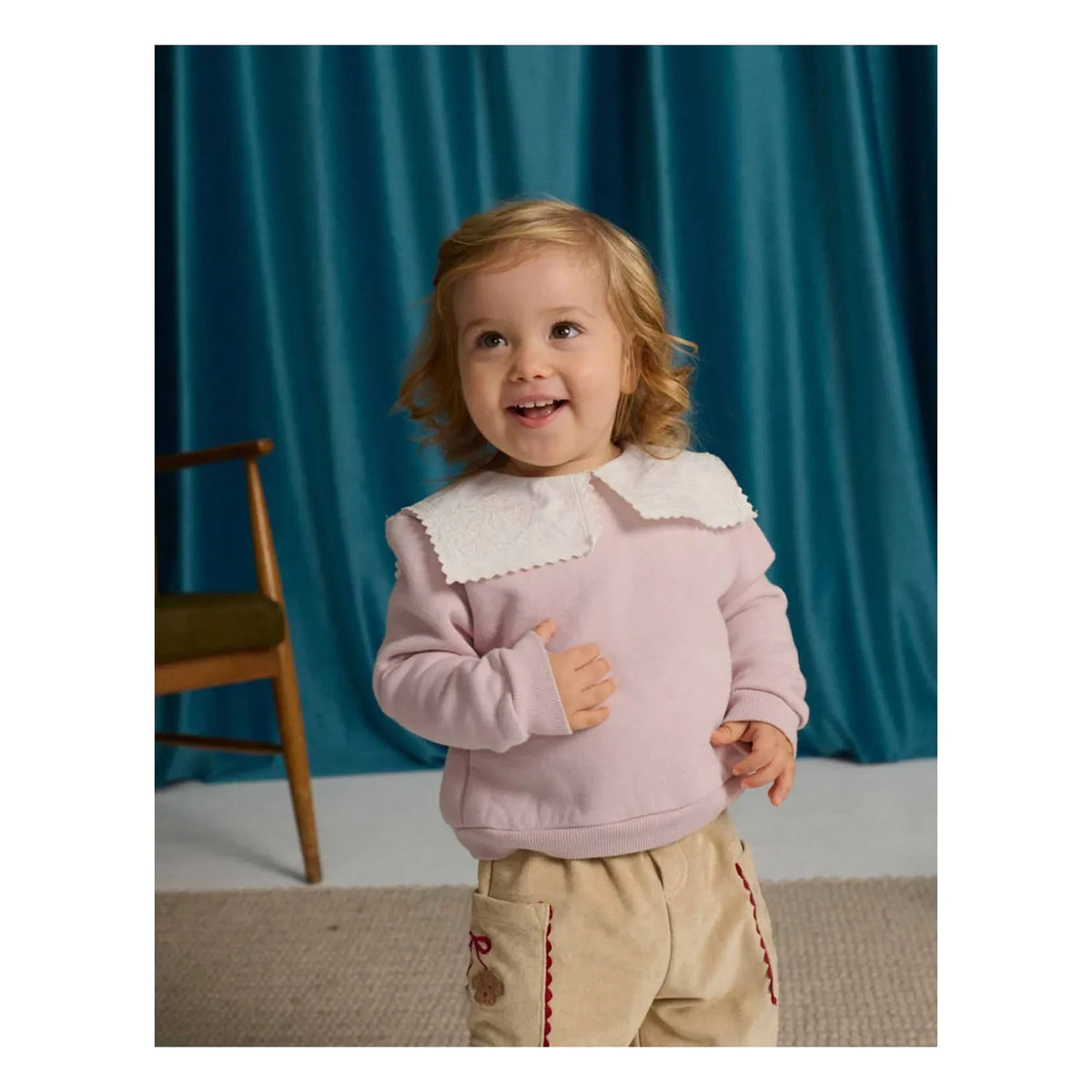 Gingersnaps - Clarita embroidered collar sweatshirt | Pink