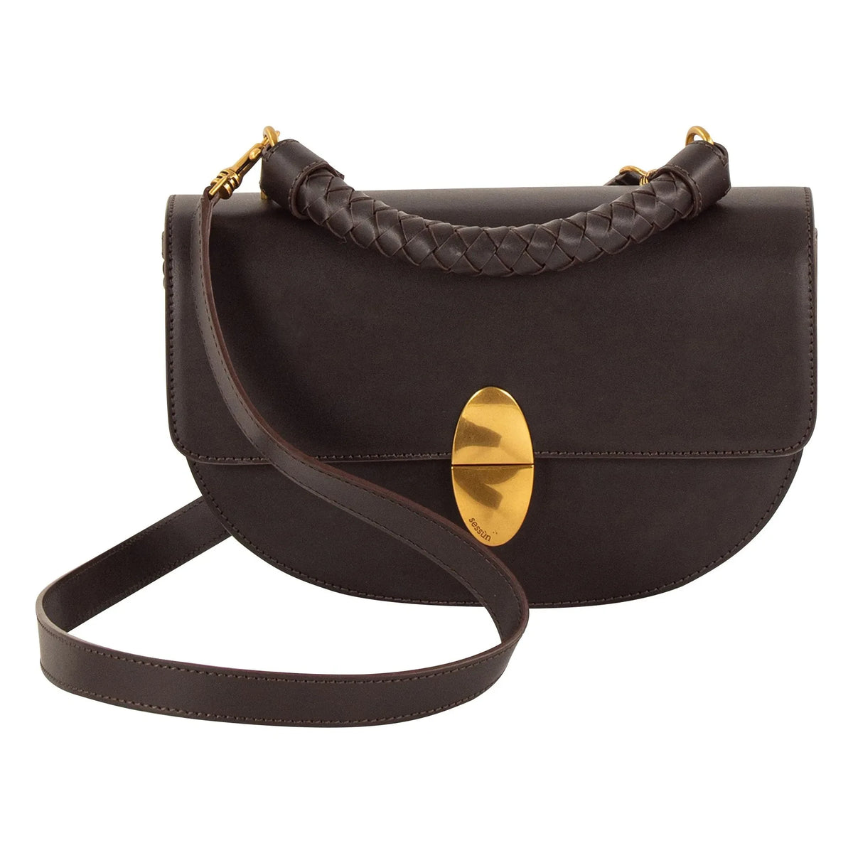 Sessùn - Round Tesoro Leather Bag | Coffee