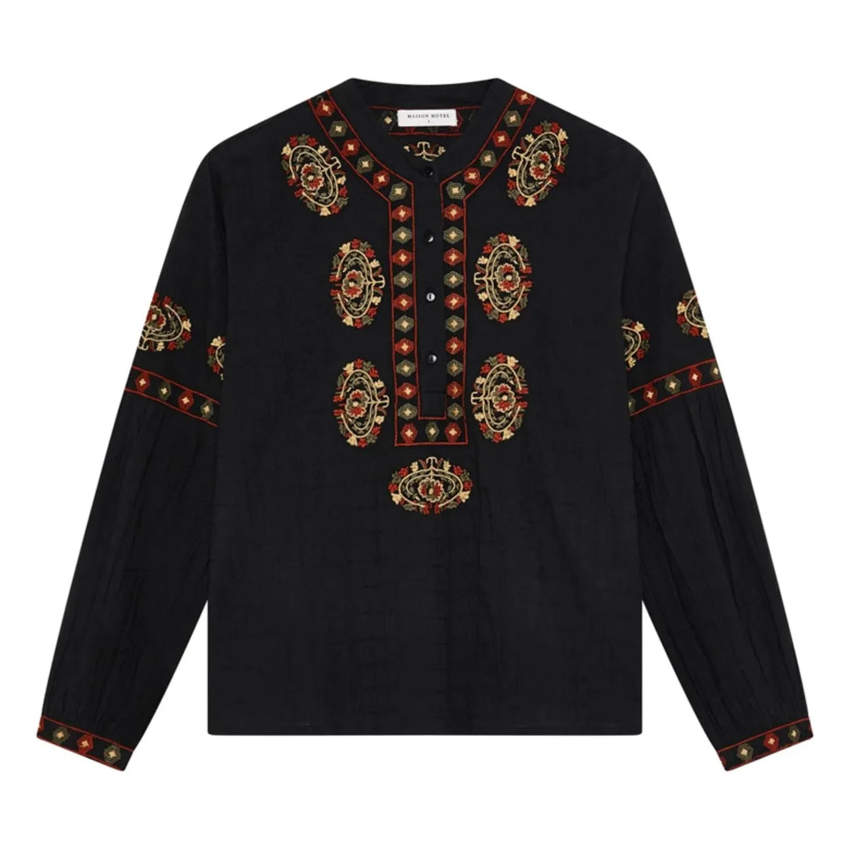 Maison Hotel - Bruna Cotton Flammé Blouse | Black