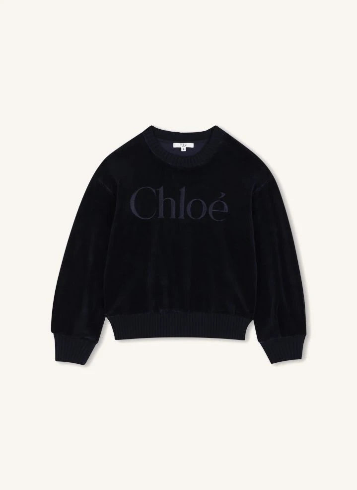 Chloé - Chloé Organic Cotton Velvet Sweatshirt | Dark Blue
