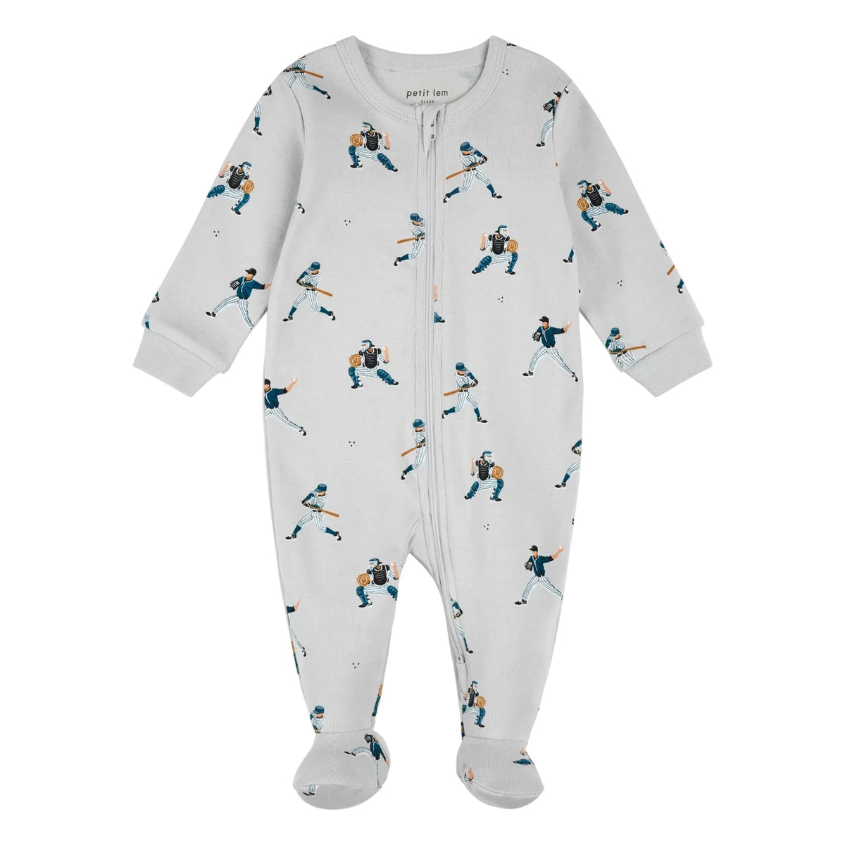 Petit Lem - Babet-Style Baseball Cotton Organic Romper | Gray