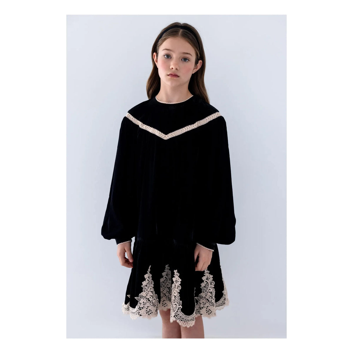 petite Amalie - Velvet Lace Dress | Black