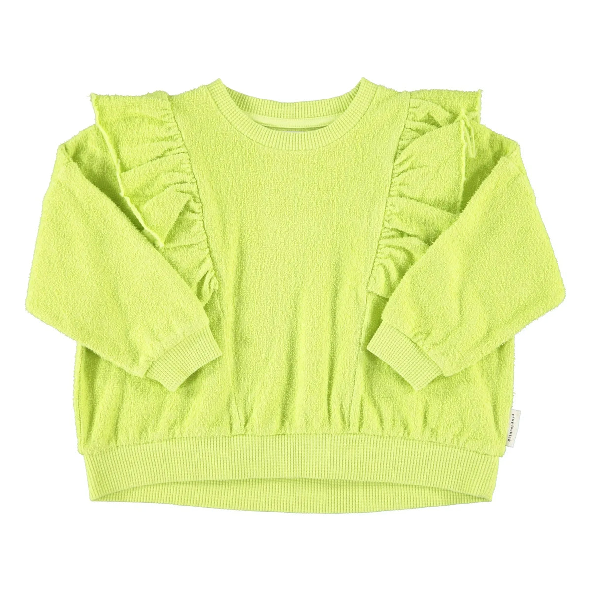Piupiuchick - Fluorescent Yellow | Organic Cotton Terry Ruffled Sweatshirt
