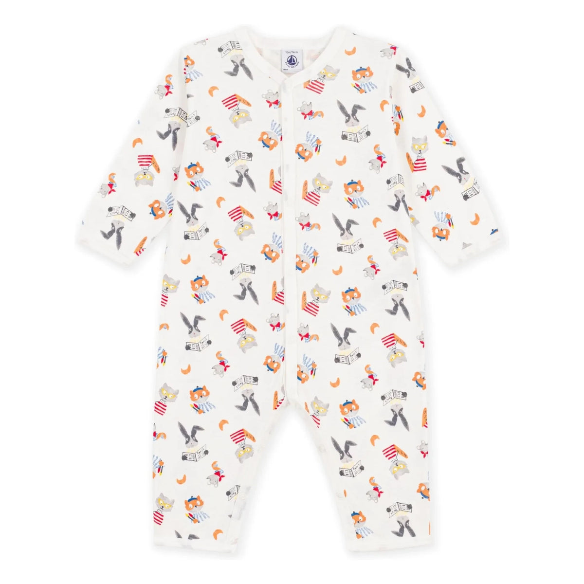 Petit Bateau - Organic Cotton Dors Bien Animals Pajamas | White
