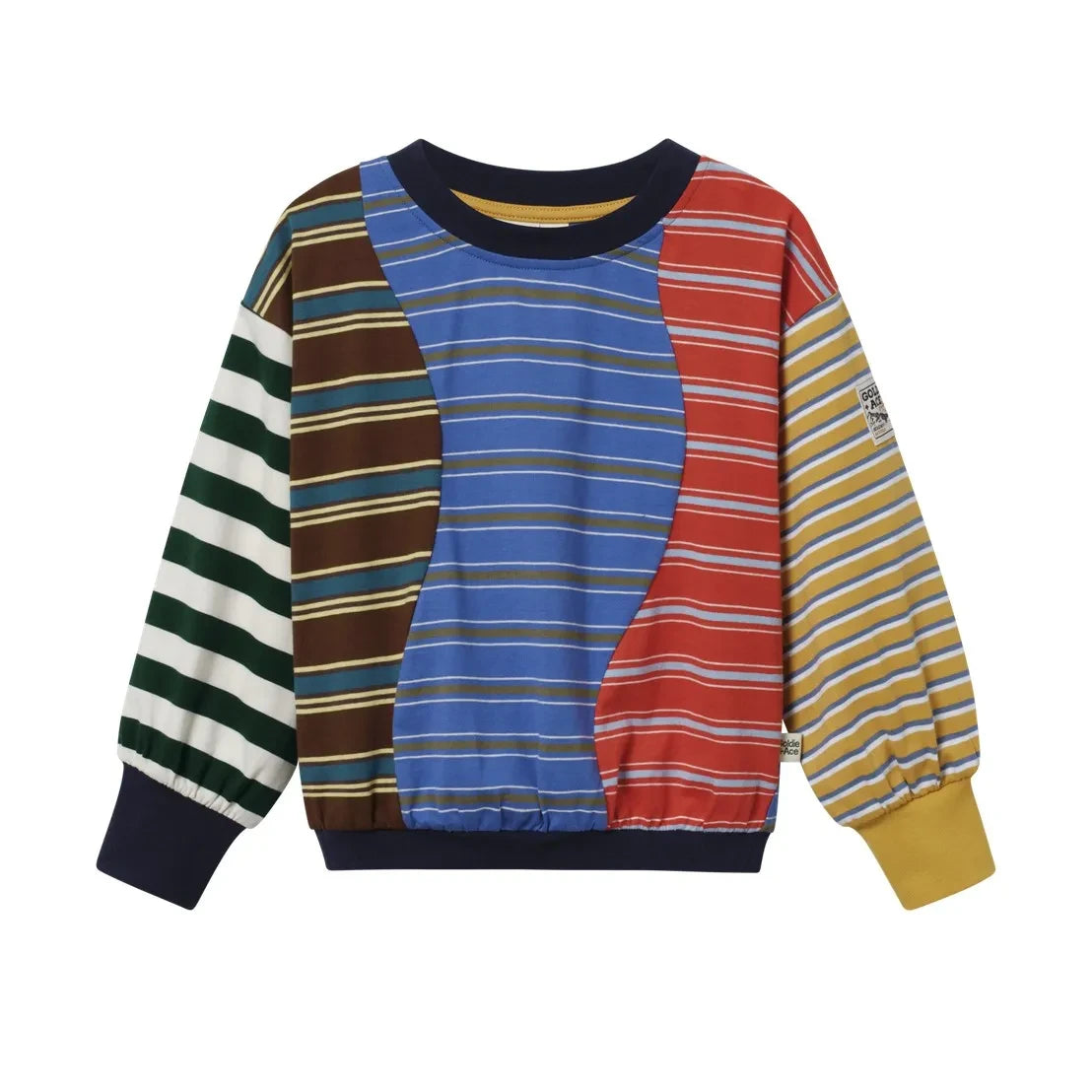 Goldie + Ace - Blue Color Block Striped Sweatshirt