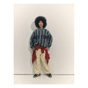 Main Story - Organic Cotton Striped Logo Sweatshirt | Gray