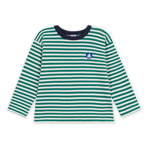 Petit Bateau - Organic cotton striped logo T-shirt | Green