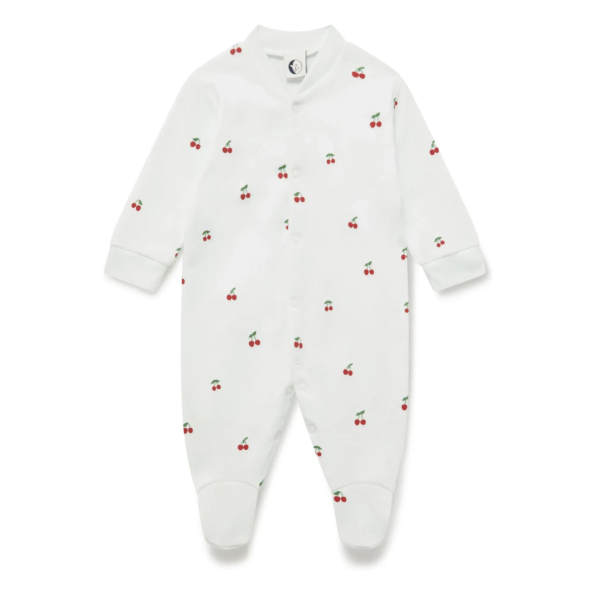 Sleepy Doe - Footed Pajama Cherry Organic Cotton | White