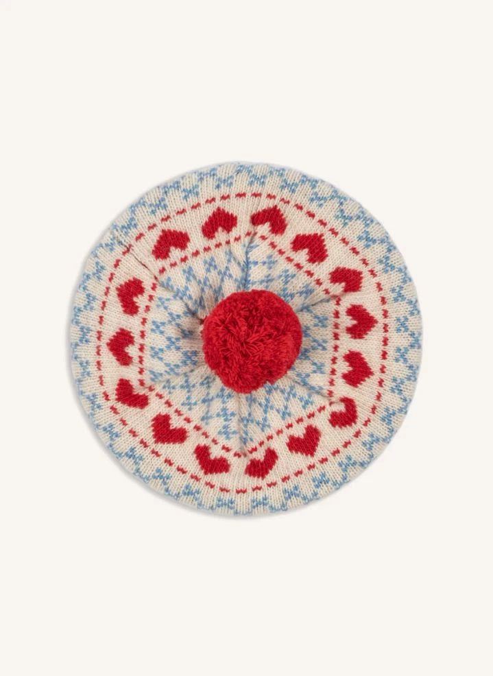 Konges Sløjd - Belou Hearts Wool Beret | Light Blue
