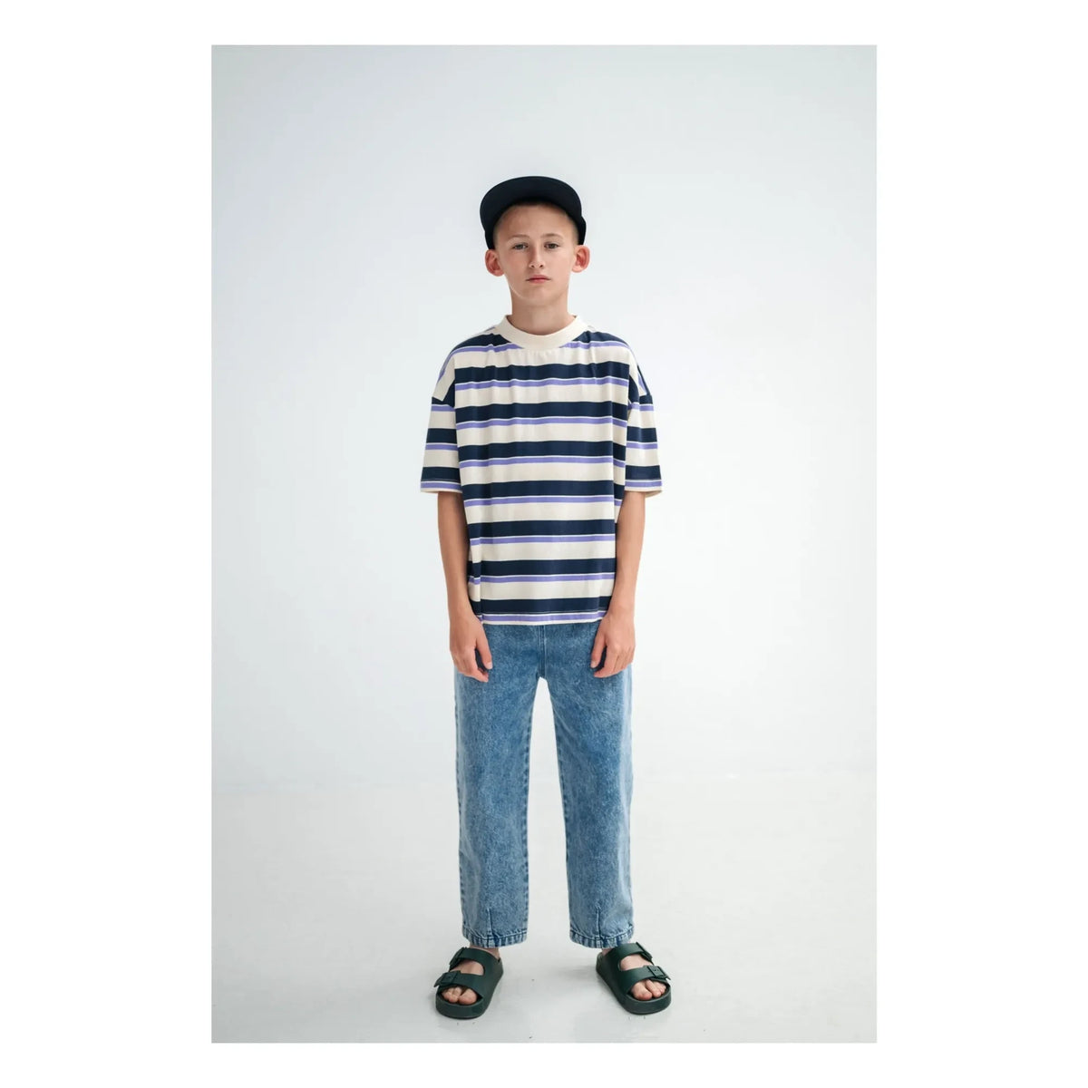 Repose AMS - Boxy Striped Organic Cotton T-Shirt | Cream