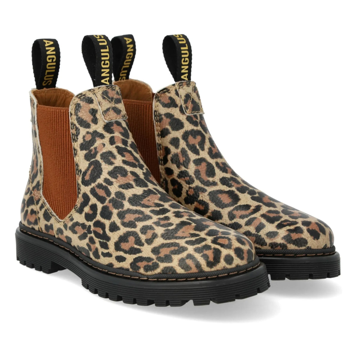 Angulus - Logo Strap Chelsea Boots | Dark Tan Brown