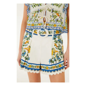Farm Rio - Emily Floral Cotton Shorts | White