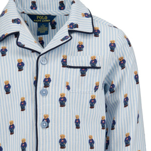 Ralph Lauren - Striped Monogram Shirt and Pants Pajama Set | Light Blue