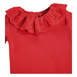 Molo - Faye Pointelle Neck Bodysuit Organic Cotton | Red