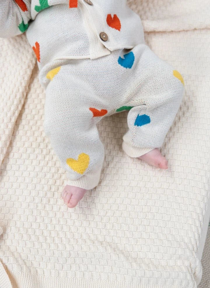 Bayiri - Cute Hearts Organic Cotton Pants | Ecru