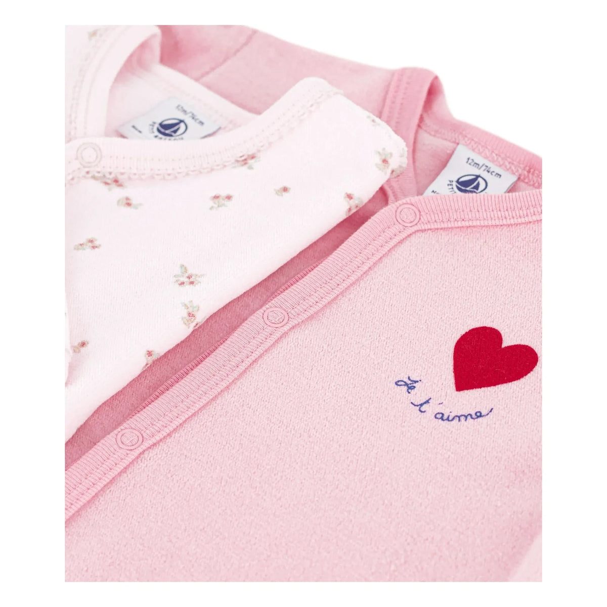 Petit Bateau - 2-Piece Pajama Set Dors Bien Fleuris Velvet Organic Cotton | Pink