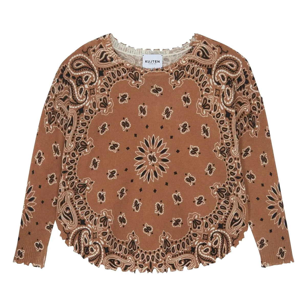 Kujten - Mela Bandana Bico Cashmere Sweater | Caramel