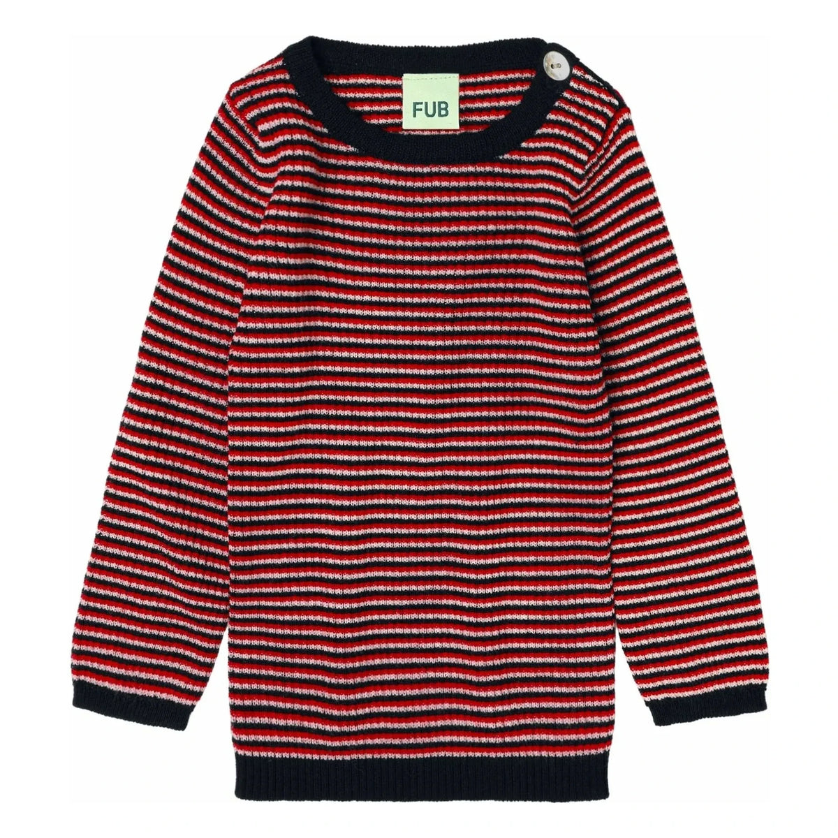 FUB - Buttoned Sweater Fine Knit Merino Wool | Speckled beige
