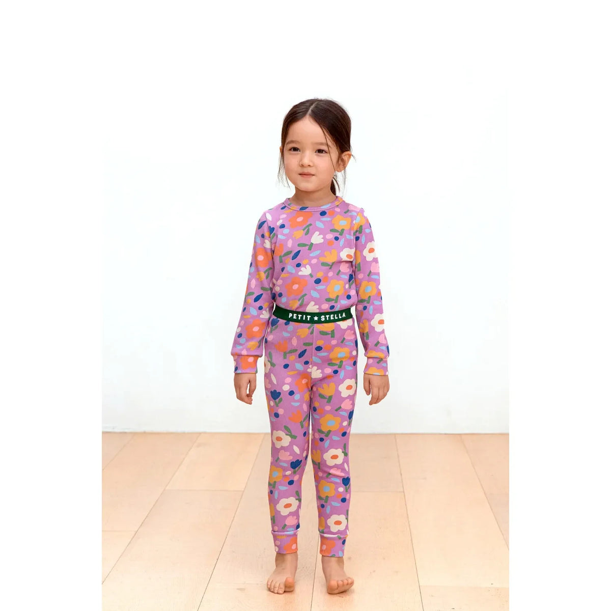 Petit Stella - Floral Pattern Pima Cotton and Modal Pajama | Plum