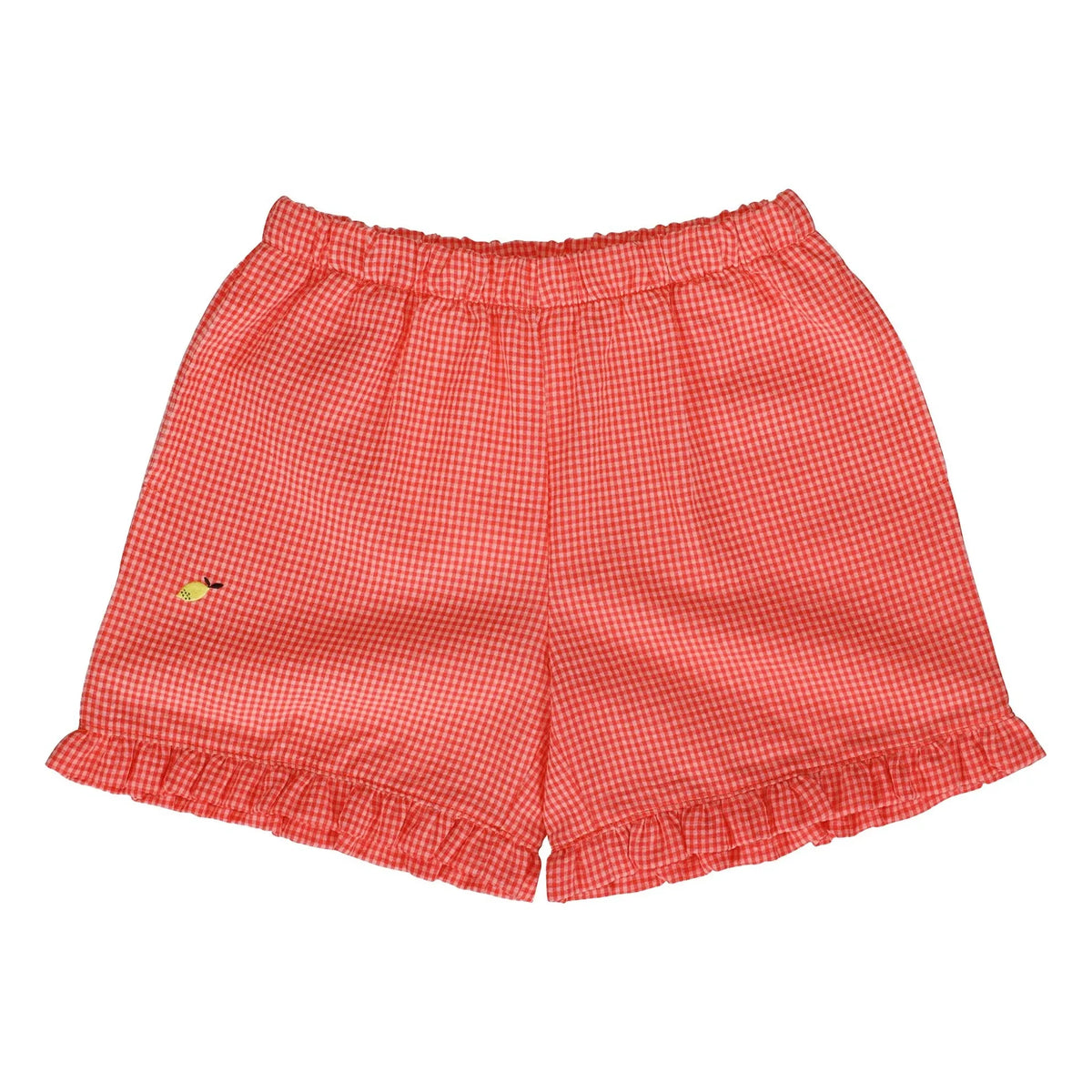 Sticky Lemon - Ruffled and Checked Lemon Shorts | Coral
