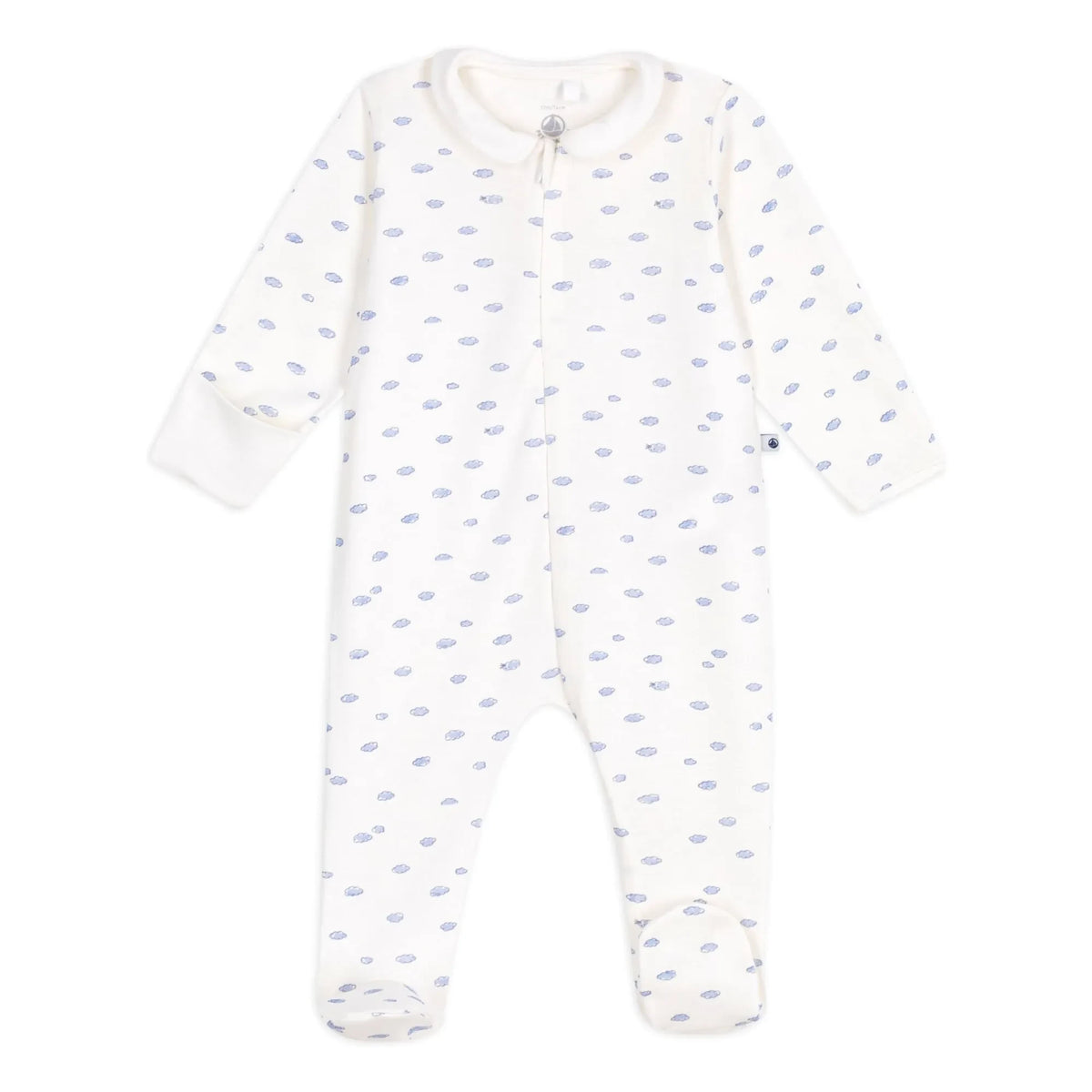 Petit Bateau - Cloud Organic Cotton Zip-Up Pajamas | White