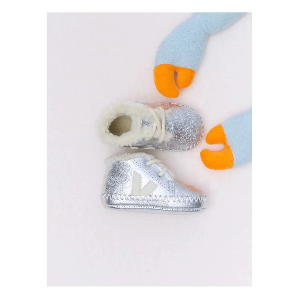 Veja - Suede Slippers | Silver