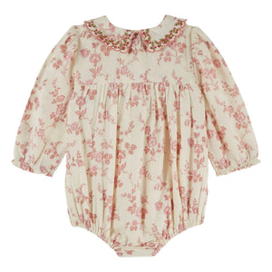 Emile et Ida - Gathered Organic Cotton Floral Patterned Jumpsuit | Ecru