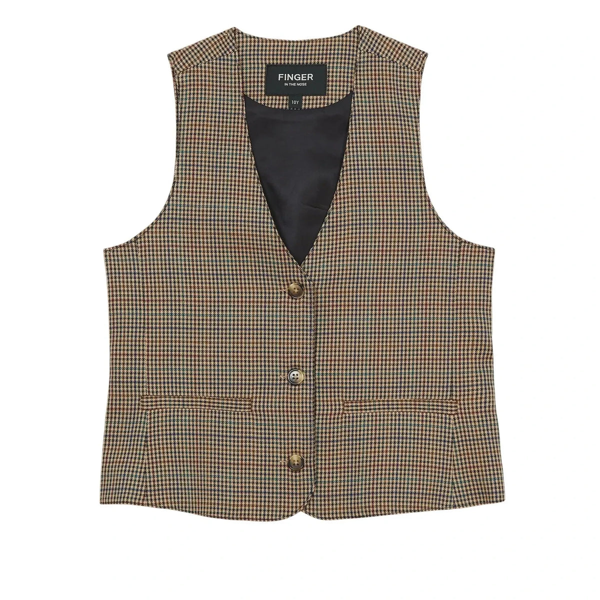 Finger in the nose - Marta Houndstooth Knit Vest | Beige