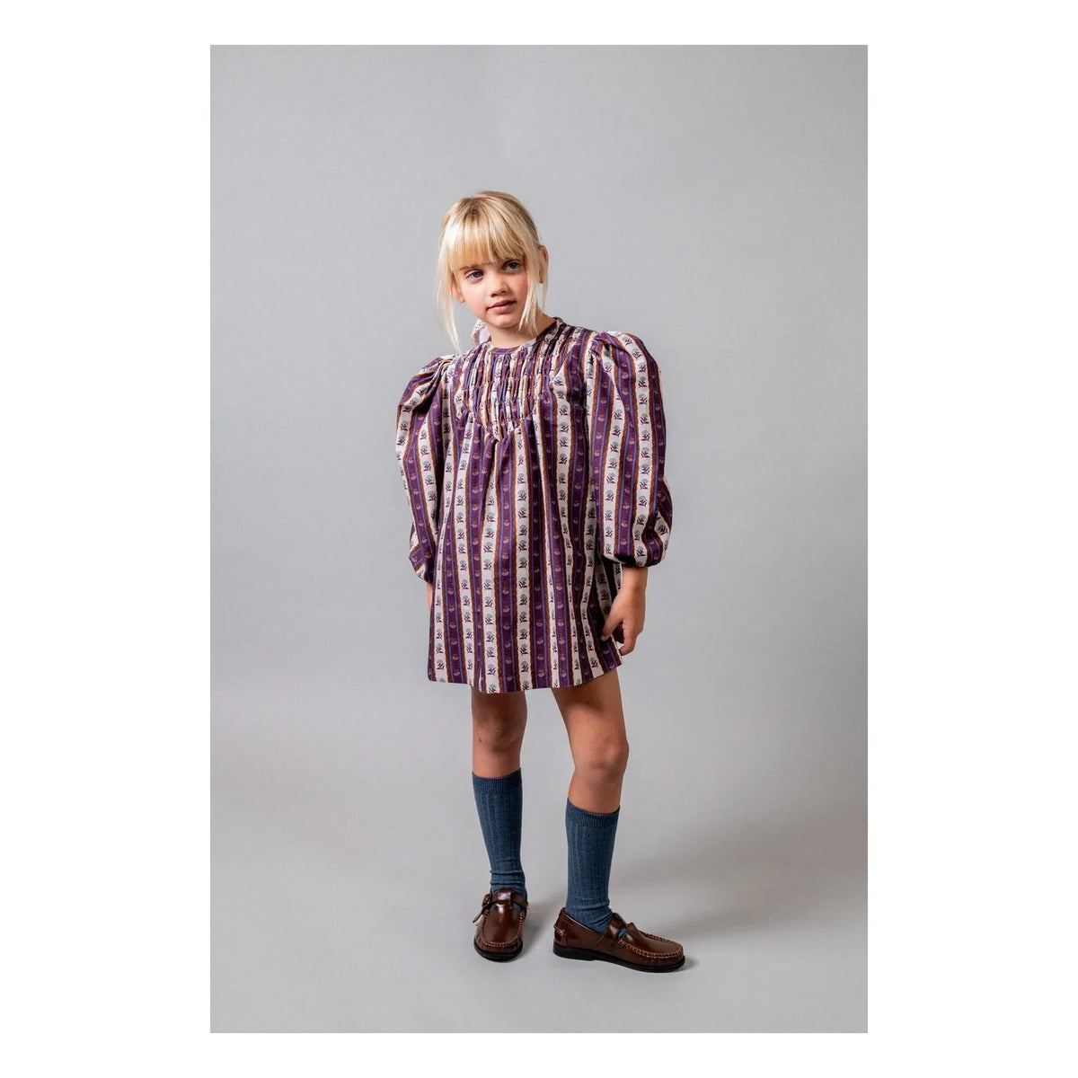 birinit - Montal Fleurie Striped Dress | Purple