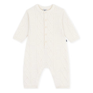 Petit Bateau - Wool Twisted Knitted Overall | White