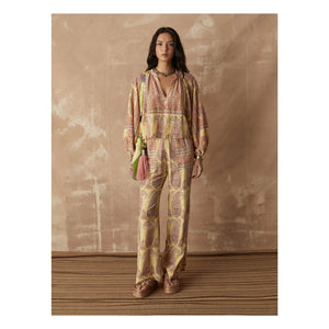 Boteh - Calico Straight-Cut Cotton Trousers | Lemon Yellow