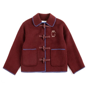 Bobo Choses - Wool Owl Coat | Burgundy