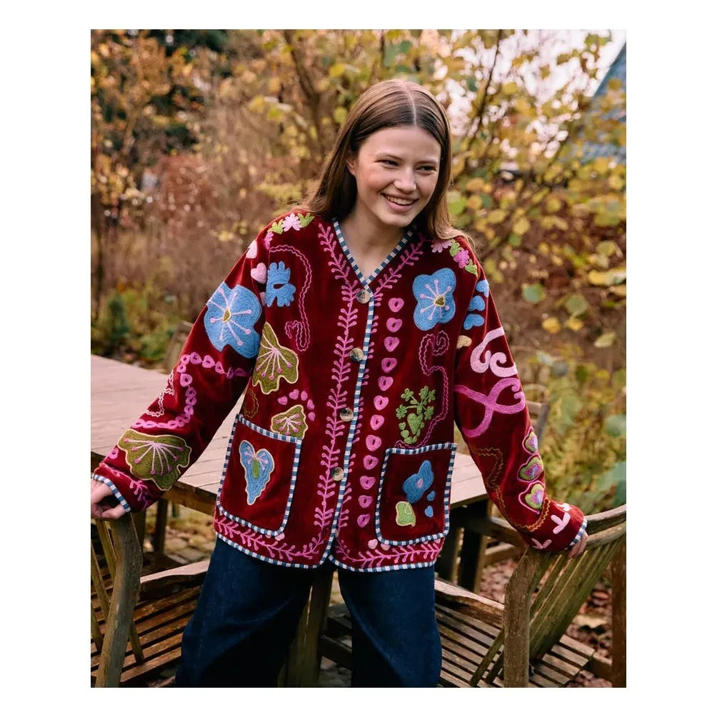SISSEL EDELBO - Burgundy embroidered Maggie jacket