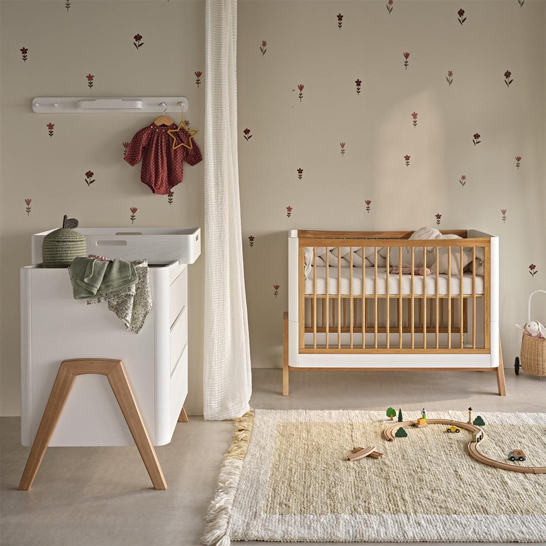 Gaia Baby Hera 'Studio Edit" Two Piece Set (Cot & Dresser) - White / Oak-Nursery Sets-White / Oak-Without Mattress | Natural Baby Shower