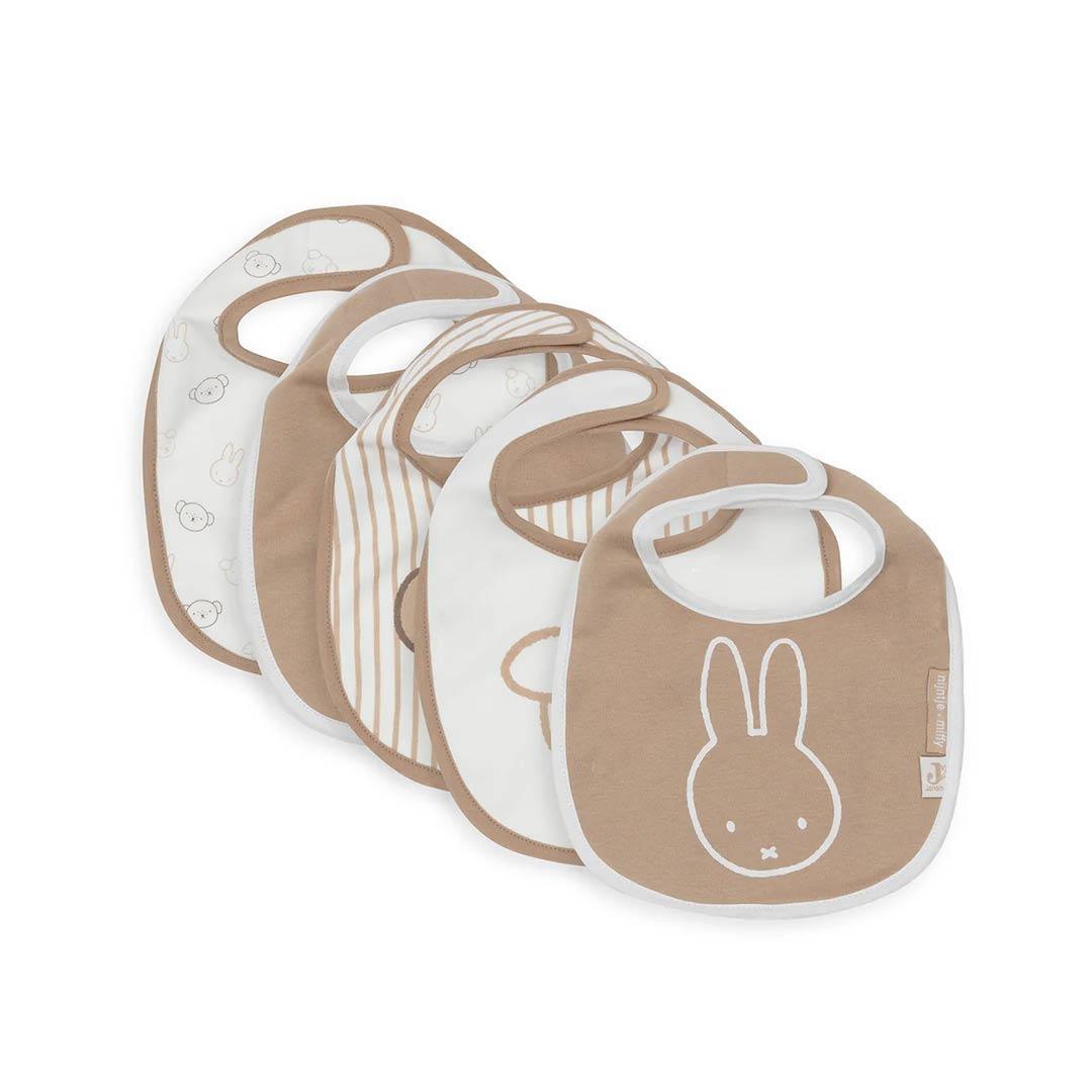 Jollein Jersey Waterproof Bibs - 5 Pack - Miffy Heads-Bibs-Miffy Heads- | Natural Baby Shower