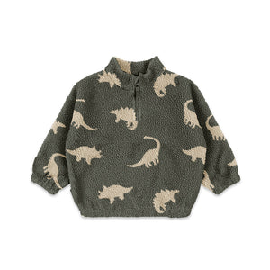 Konges Slojd Jody Teddy Half Zip - Dino Silhouette-Coats-Dino Silhoutte-9m | Natural Baby Shower