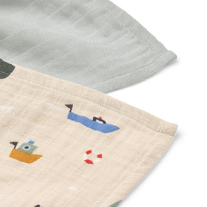 Liewood Lewis Muslin Cloth 2-Pack - Sailing / Dove Blue Mix-Muslin Squares-Sailing / Dove Blue Mix-One Size | Natural Baby Shower