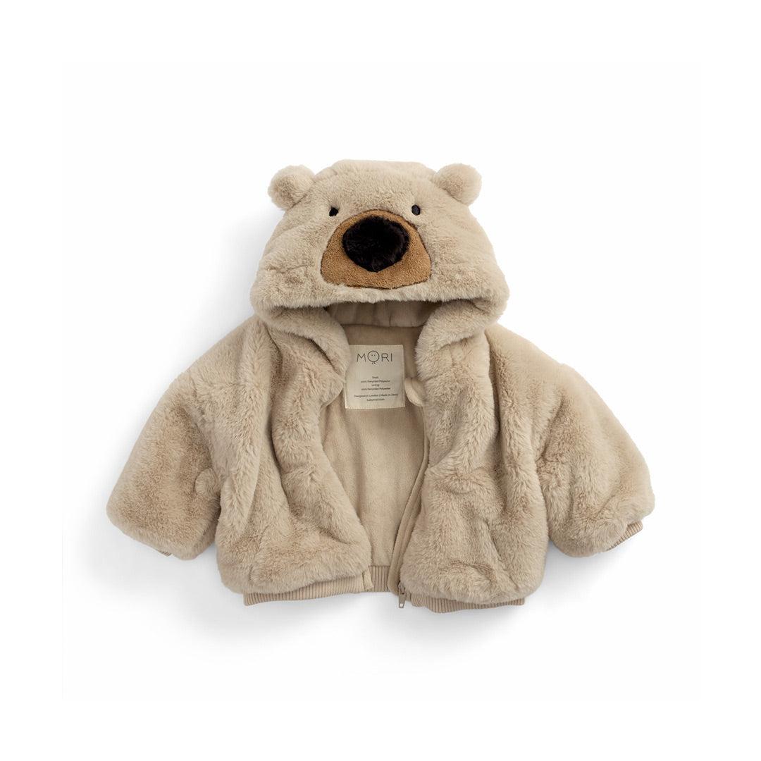 MORI Faux Fur Bear Hooded Jacket - Beige-Coats-Beige-0-3m | Natural Baby Shower