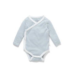 MORI Long Sleeve Kimono Bodysuit - Blue-Bodysuits-NB-Blue | Natural Baby Shower
