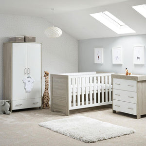 Obaby Nika 3 Piece Room Set - Grey Wash + White-Nursery Sets-Grey Wash & White-No Mattress | Natural Baby Shower