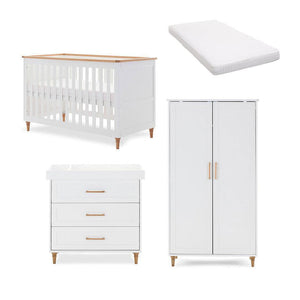 Obaby Orla 3 Piece Room Set - White-Nursery Sets-White-Obaby Moisture Management Mattress | Natural Baby Shower