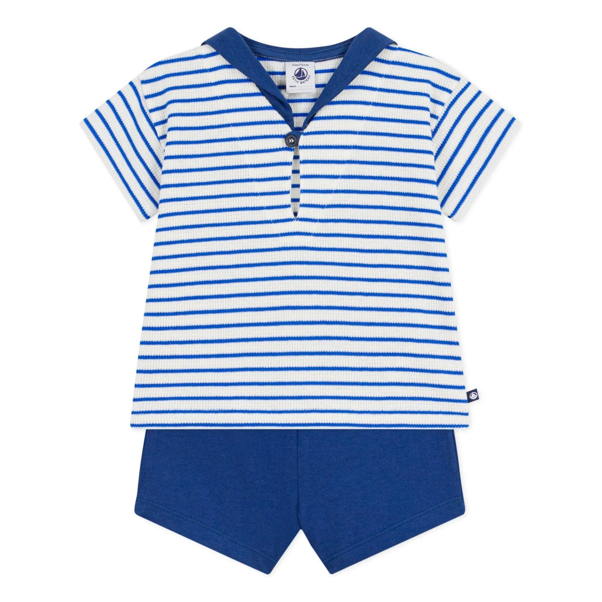 Petit Bateau - Organic Cotton Pique Knit T-Shirt and Shorts Set | Blue