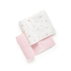 Purebaby Muslin Wrap 2 Pack - Pale Pink Blossom-Muslin Wraps-Pale Pink Blossom-One Size | Natural Baby Shower
