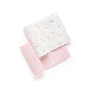 Purebaby Muslin Wrap 2 Pack - Pale Pink Blossom-Muslin Wraps-Pale Pink Blossom-One Size | Natural Baby Shower