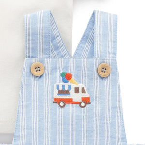 Purebaby Short Leg Overall Set - Laguna Stripe-Dungarees-Laguna Stripe-0-3m | Natural Baby Shower