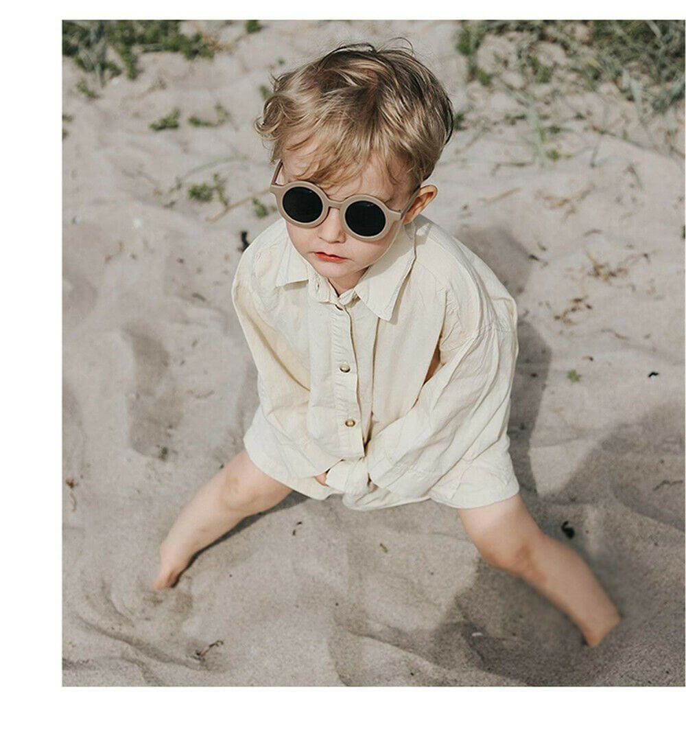 Dinossi - Sürdürülebilir Çocuk Güneş Gözlüğü Yuvarlak Model - Kahverengi-Dinossi