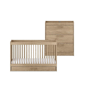 Silver Cross Geneva 2 Piece Nursery Set (Cot Bed & Dresser) - Oak-Nursery Sets-Oak-No Mattress | Natural Baby Shower