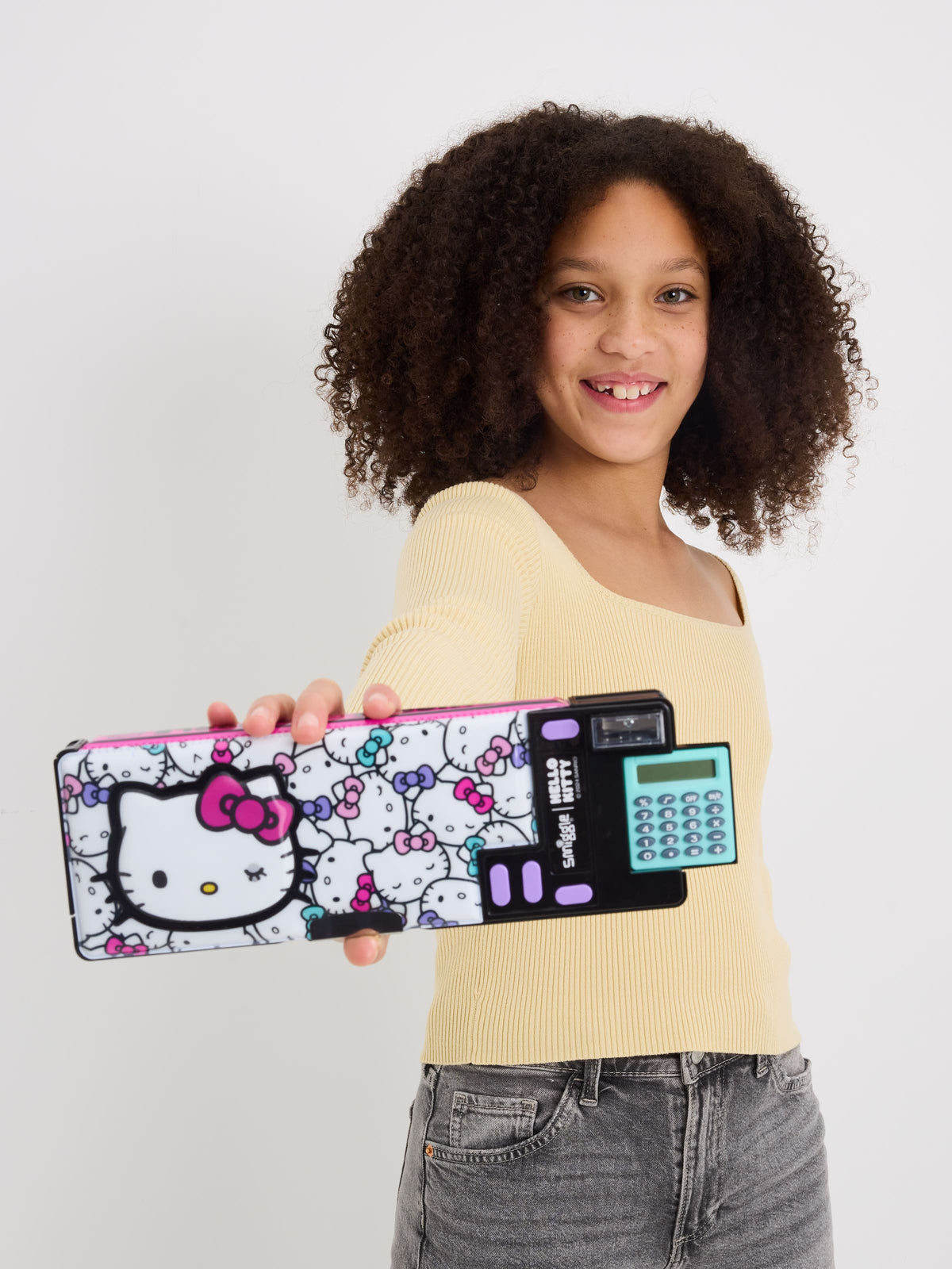 Smiggle - Automatic Pencil Case with Hello Kitty Calculator